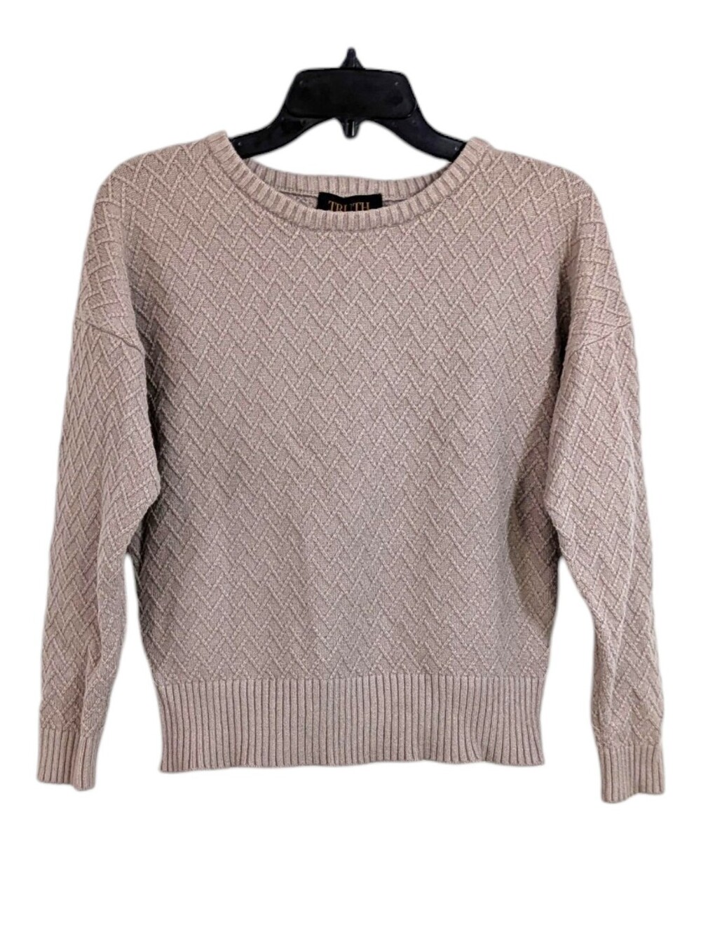 Truth By Republic 3/4 Sleeve Sweater - Size Medium Womens - Taupe Greige Pink